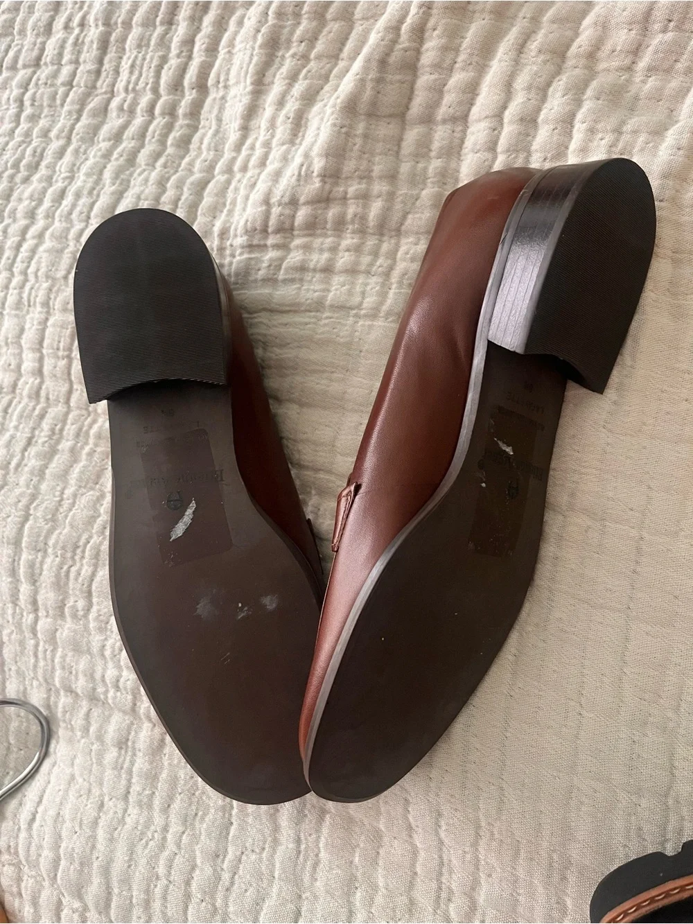 Etienne Aigner Brown Leather Penny Loafers with Silver Accent 8